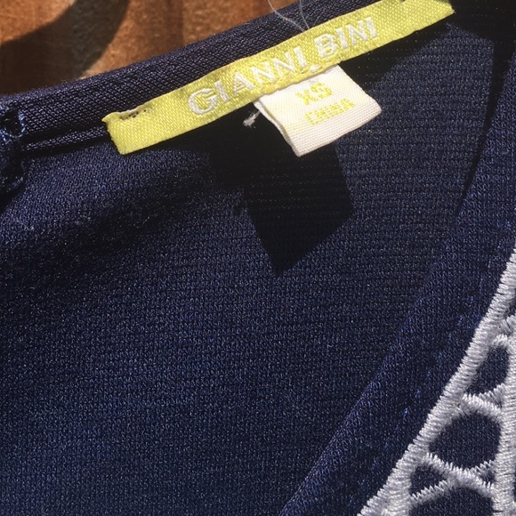 Gianni Bini Navy Embroidered Boho Chic Dress XS - Picture 2 of 8